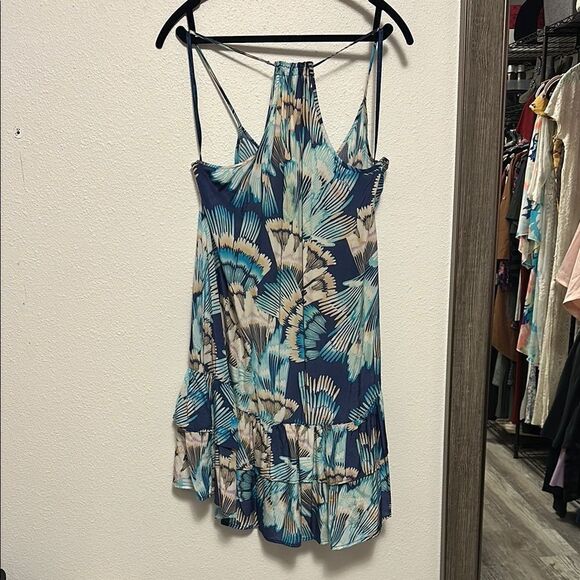 6•Free People Boohoo Blue Floral Dress w/ pockets -ptp 22” - Picture 3 of 5